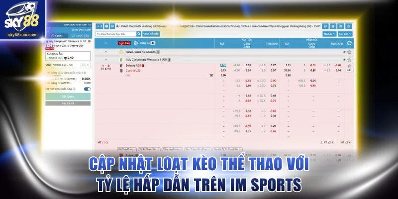 Cập nhật loạt kèo thể thao với tỷ lệ hấp dẫn trên IM Sports